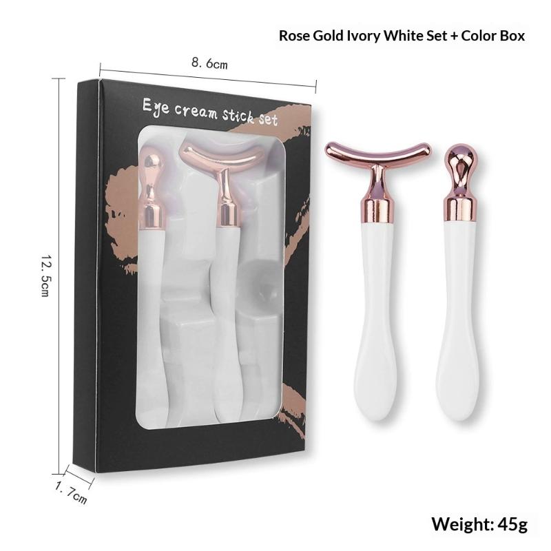 2Pcs/Set Zinc Alloy T-Shaped Eye Cream Massage Stick With Scoop Eye Manual Massage Tool Set Beauty Face Eye Massage Stick