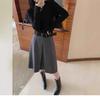 Grey Woolen Mid-Length Half Skirt for Women - High-End 2025 Autumn/Winter Collection