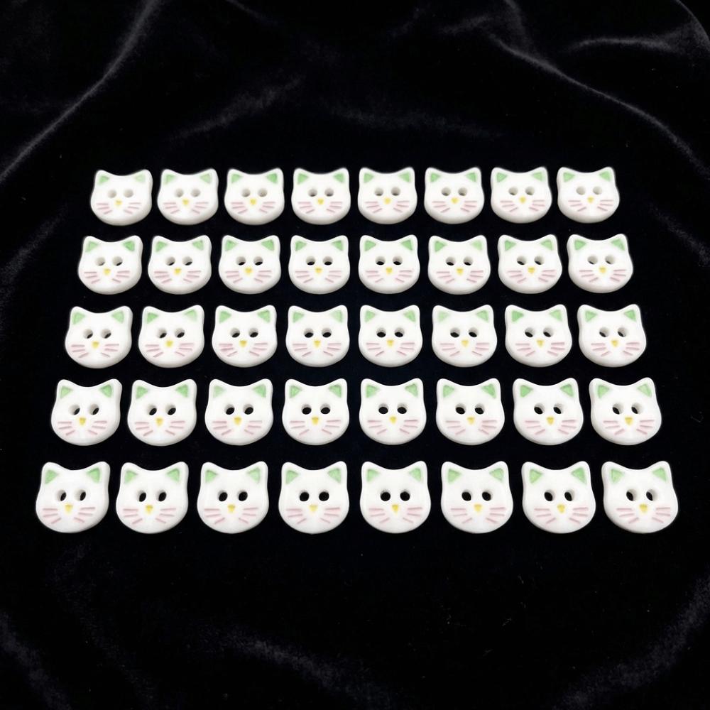40pcs Fashionable 12mm Kitty Buttons Cute Creative Calico Cat Buttons Colorful Resin Kitten Head Buttons Cardigan Sweater