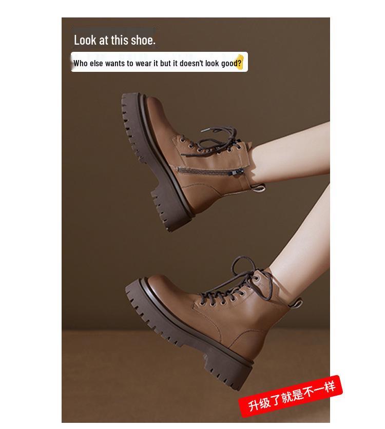 High-Quality 6CM Thick Sole Martin Boots for Women – Autumn 2025 British College Style, Four-Season Wear, Short Boots