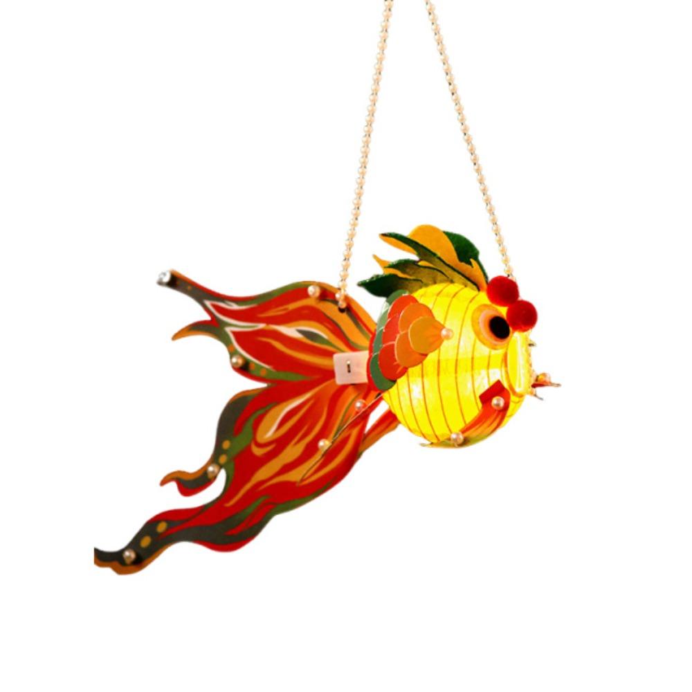 3D Koi Goldfish Lanterns Good Luck DIY Lantern Material Kit Glowing Handheld Lantern Photo Props жёлтый
