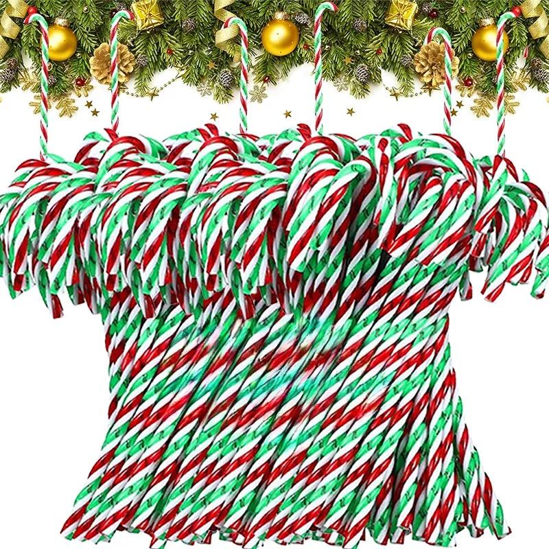 Acrylic Christmas Candy Canes Hanging Pendants Creative Twisted Crutch Xmas Tree Ornaments New Year Party Home Decor Wholesale