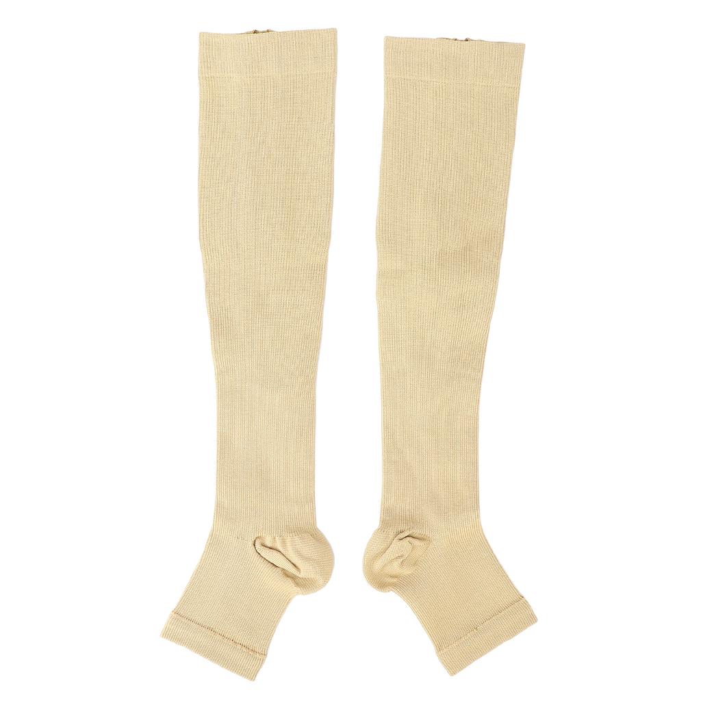 Breathable Compression Stockings Zipper Design Knee High Length Sports Pressure HoseL XL