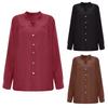 Women's Casual Loose-Fit V-Neck Button-Up Long-Sleeve Blouse With Flounce Collar