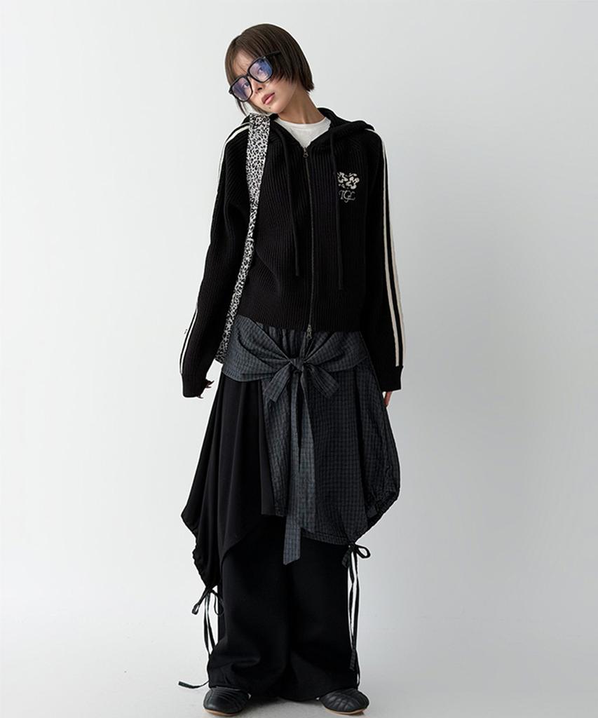 The Green Lab Check Wrap Skirt [Check Black]