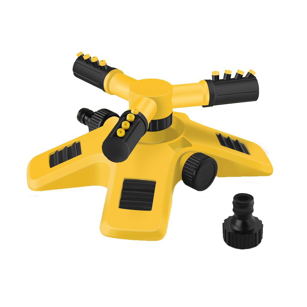 360 Degree Automatic Rotating Lawn Sprinkler Watering System with Adjustable Spray Arms and Hose Connector for Garden Lawn Irrigation