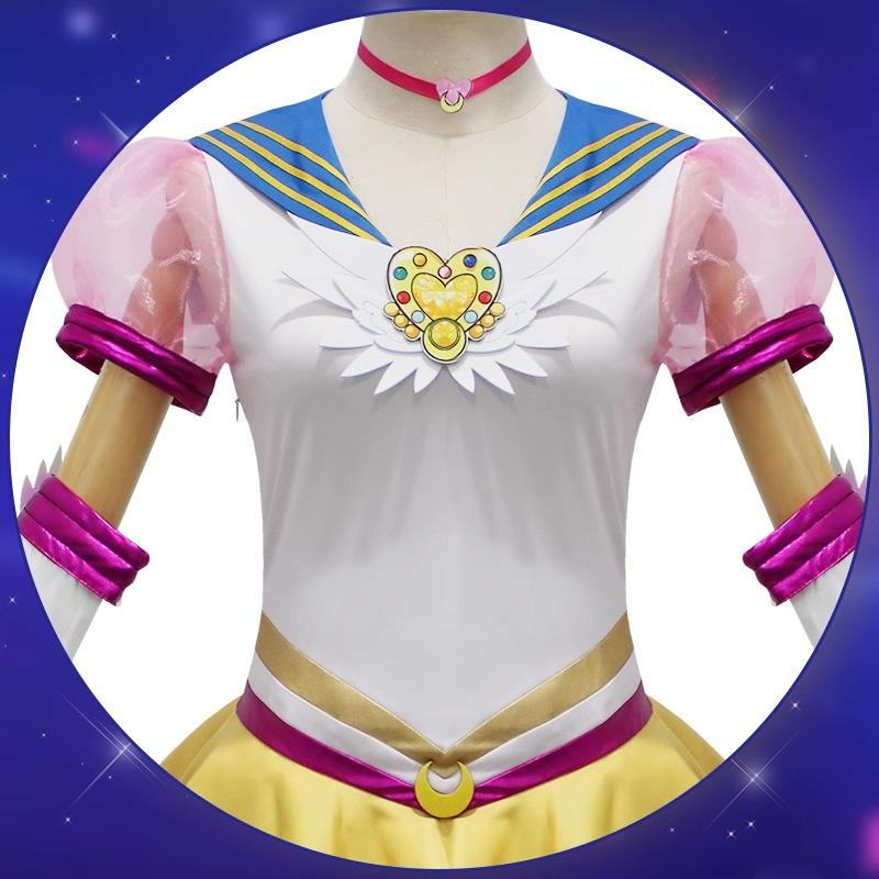 Anime Sailor Moon Cosplay Costume Tsukino Usagi Uniform Dress Outfits Cosplay Yellow Wig Halloween Carnivl Party Women Kids