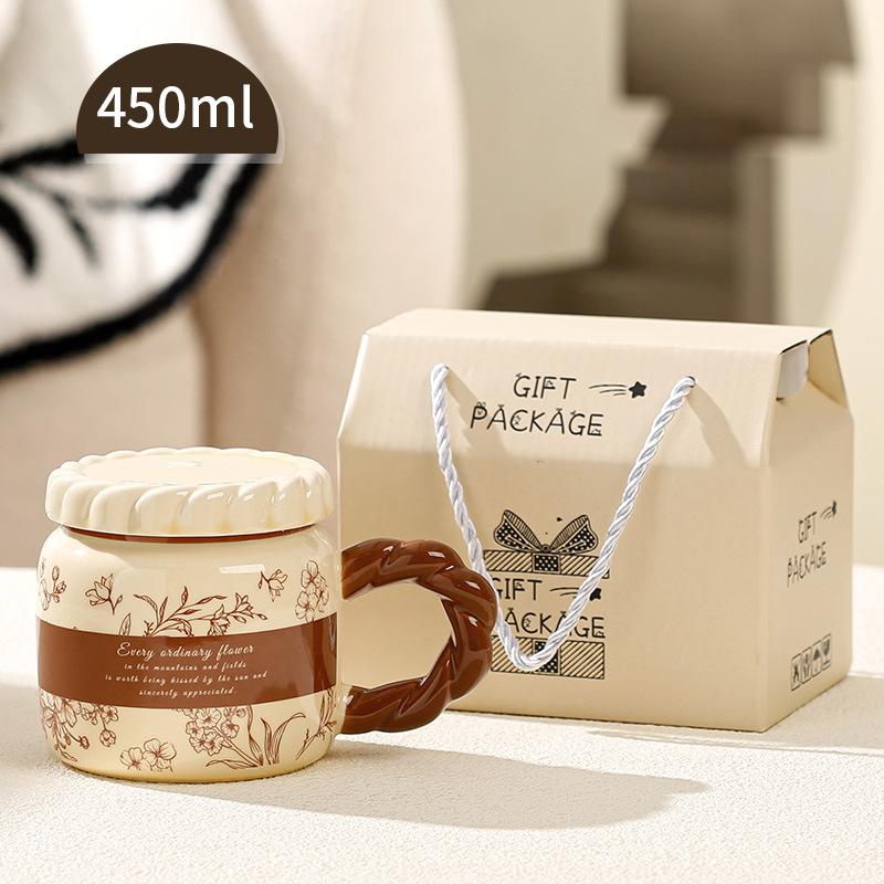 French Retro Ceramic Cup Office Water Cup High Value Mug Home Dormitory Coffee Cup Couple Cup Men