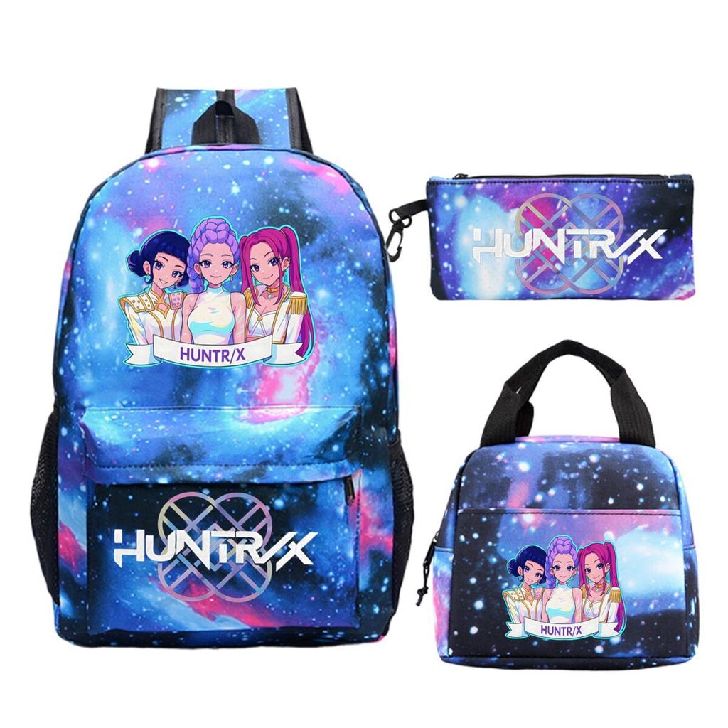 Animation Cartoon Printing Trend Student School Bag Lunch Bag Stationery Pencil Bag Combination Three-Piece Set