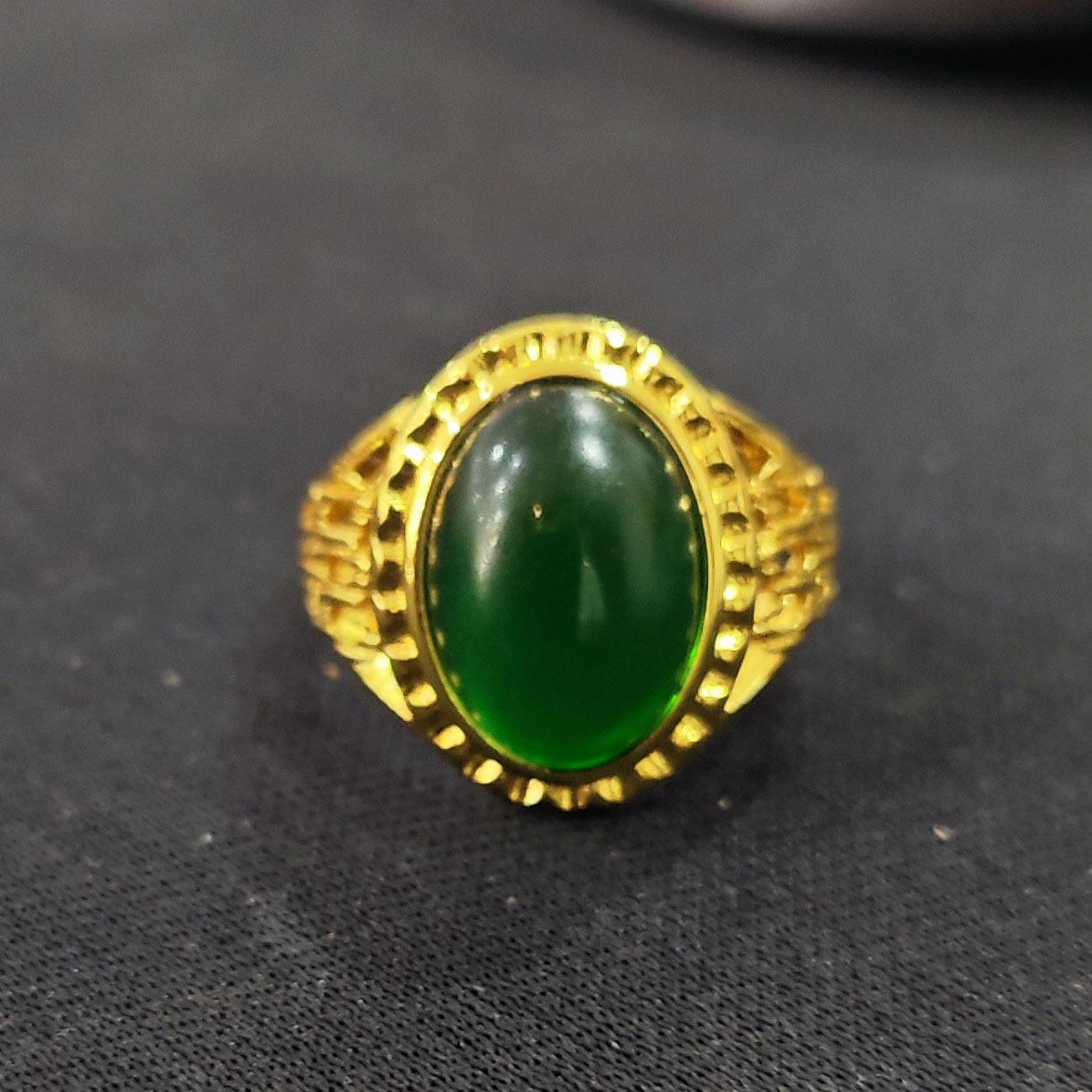 

Регулируемое этническое кольцо с позолотой, с нефритом Хэтянь и зеленым халцедоном Adjustable open ring