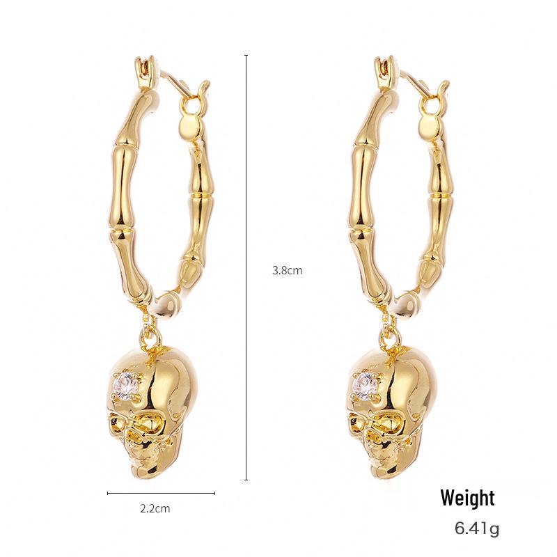 Kenjie McQueen Skull Pendant Earrings - Women's European & American Punk Studs & Ear Clips