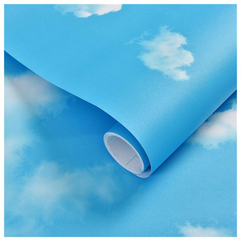 

Голубое небо Белое облако Водонепроницаемые обои Винил Самоклеящиеся Стены Для Гостиной Спальни Настенное украшение Живопись Съемные 3d 1mx60cm