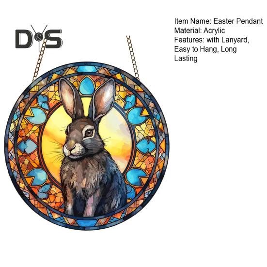 Osteranhänger zum Aufhängen, Dekoration mit Umhängeband, einfach aufzuhängen, Kaninchenmuster-Design, breite Anwendung, Fenster-Acryl-Anhänger