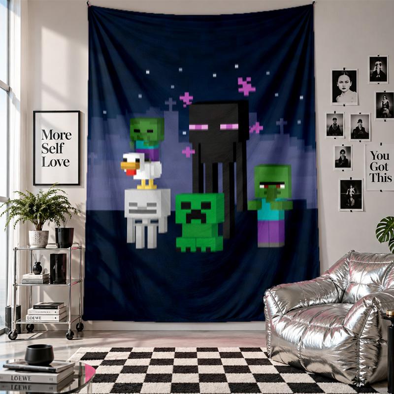 Wall Tapestryminecraft Art Hanging Cloth Decorative Background Cover for Room Decoration