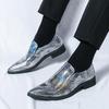 New Men Pointed Glossy Serpentine Pattern Chelsea Shoes Gentleman Oxfords Designer Moccasins Wedding Dress Footwear