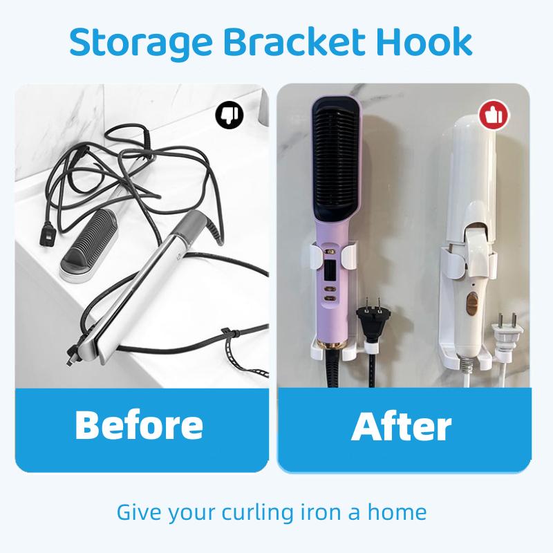 Curling Hair Straightener Holder Curling Tray Hooks Wall Mounted Hair Dryer Organizer Hooks for Bathroom Household Goods