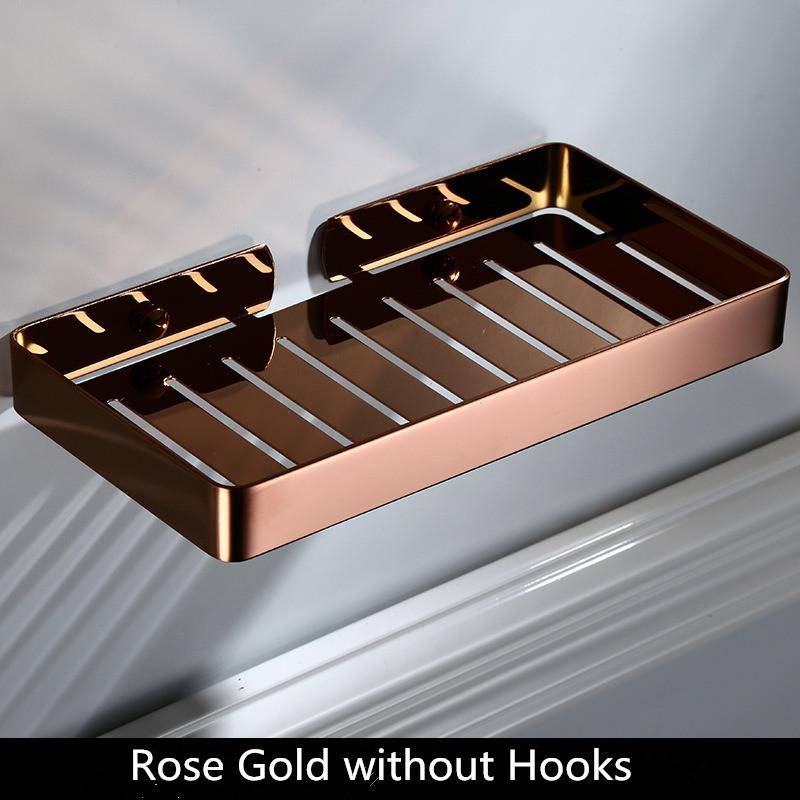 Tuqiu Rose Gold Bathroom Shelf Gold Soap Holder SUS 304 Black Bathroom Soap Dish Wall Mounted white Kitchen Storage holder