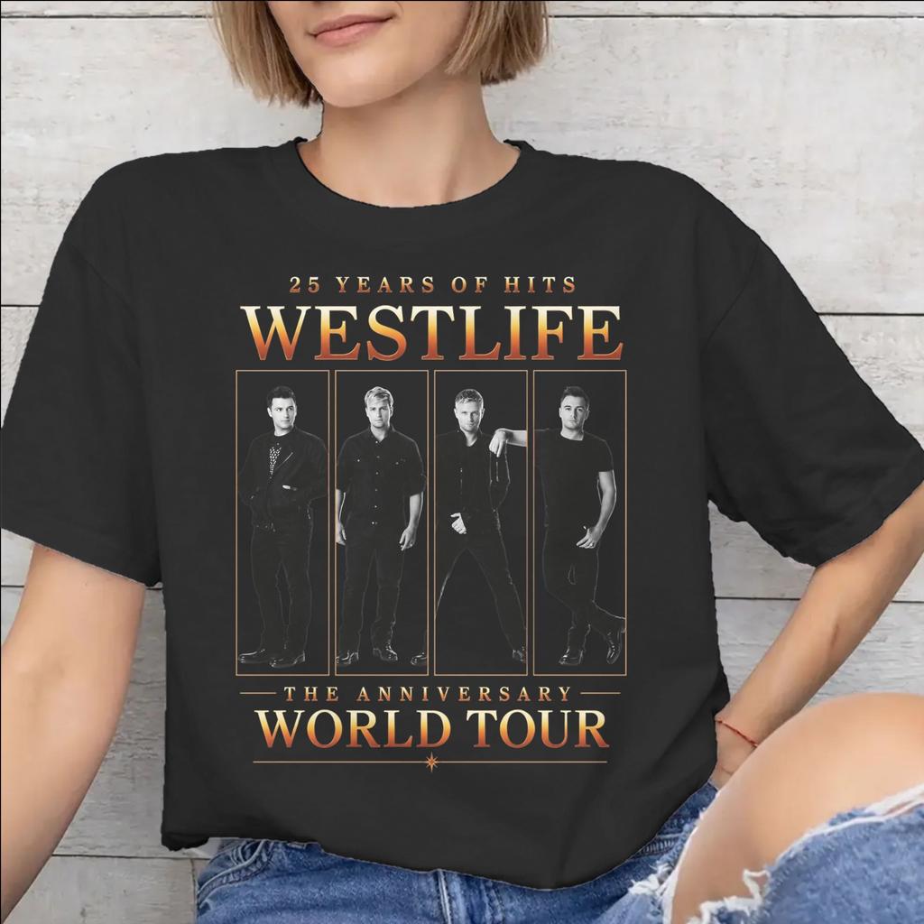 Westlife 25th Anniversary Tour 2026 Tee Shirt for Women Graphic Print T Shirts 100% Cotton Clothing