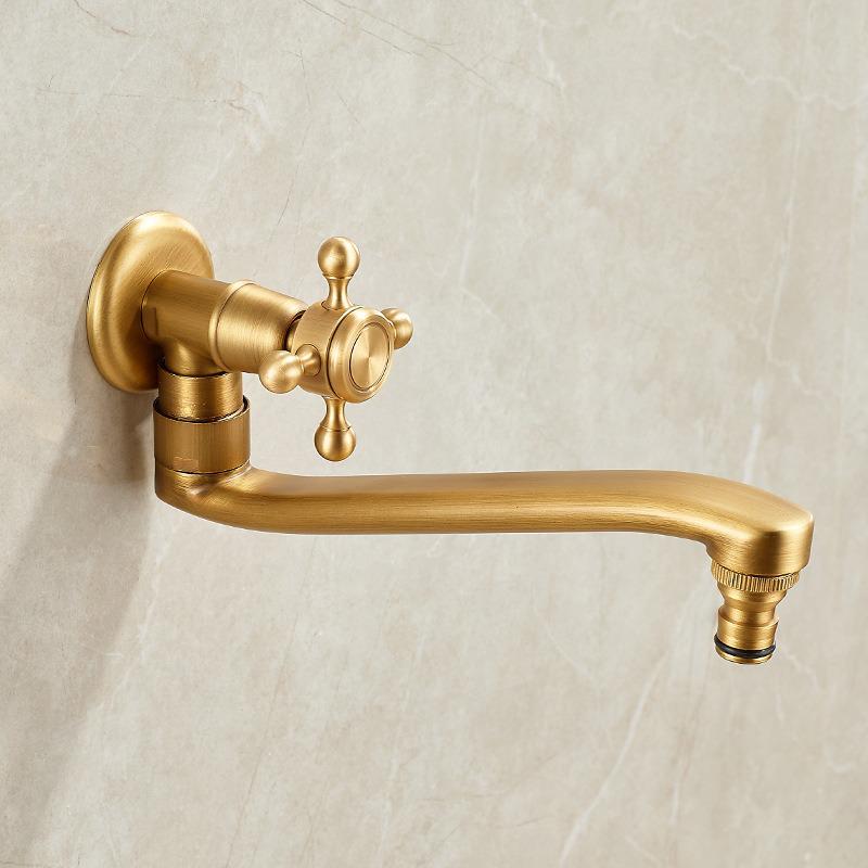 Antique Brass Outdoor Single Cold Faucet Set for Sink, Mop, and Basin