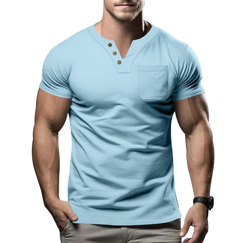 Summer New Short-sleeved Men T Slim Casual Men V-neck Short-sleeved T Shirt