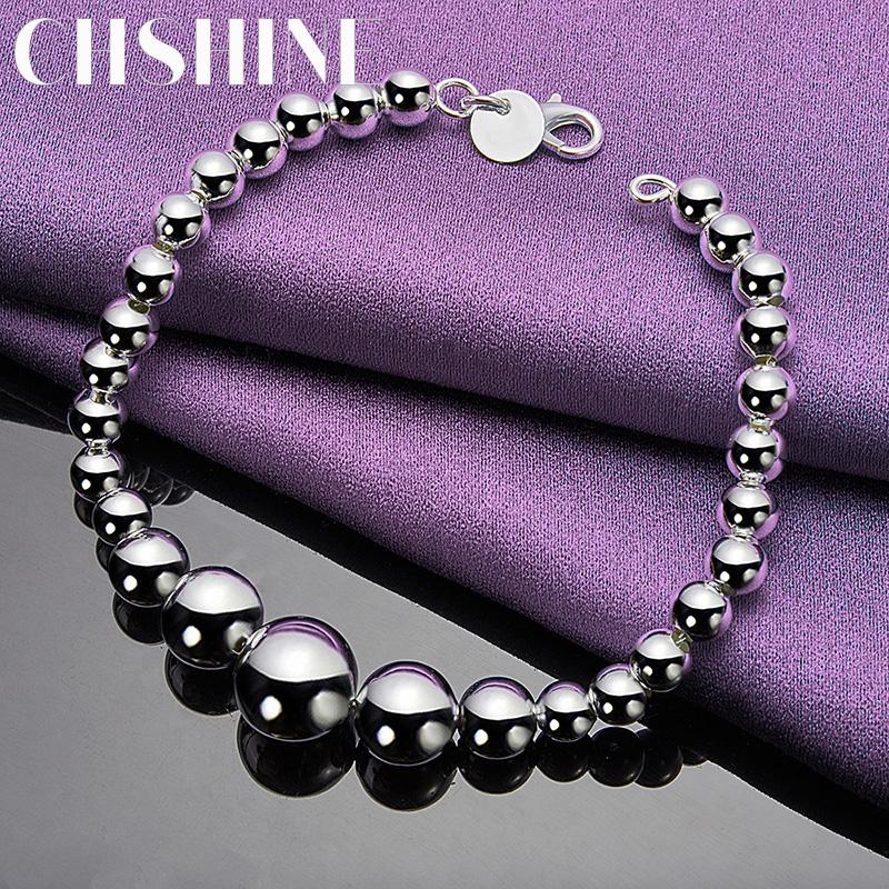 CHSHINE 925 Sterling Silver Beaded Chain Bracelet For Women Men Wedding Party Fashion Charm Jewelry