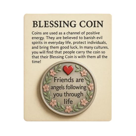 Friendship Blessing Coin Friends Are Angels Following You Through Life Blessing Coin with Emotional Support Card Pocket Friendship Keepsake Gifts