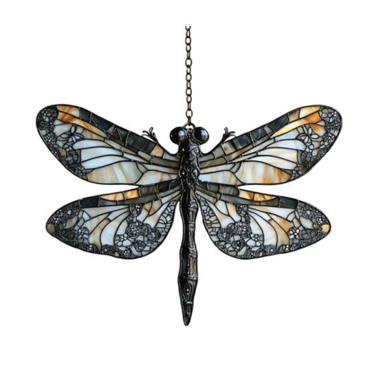 Dragonfly Acrylic Suncatcher Stained Glass Effect Bohemian Window Hanging Ornament for Indoor Outdoor Garden Decor Gifts for Mom Women