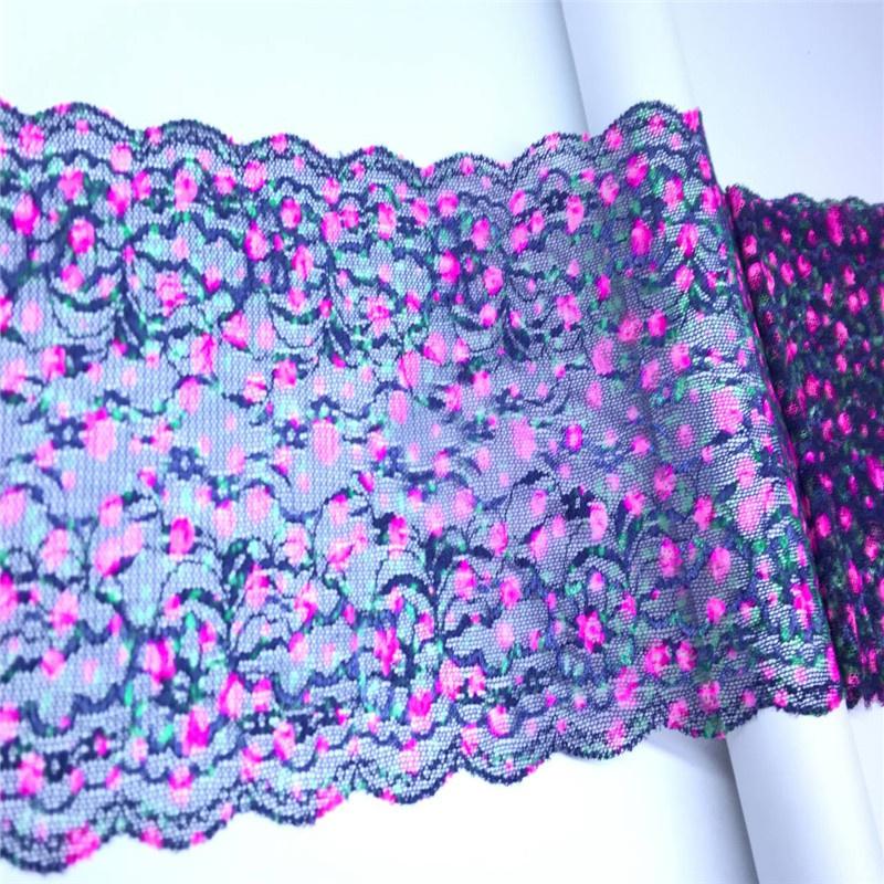 16.5cm wide Multicolor Elastic Lace, Stretchy Spandex Sewing Lace Trim for Lingerie, Bra, Underwear, Garment, Crafting