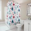 TU Cute Christmas Shower Curtain Festive Holiday Bathroom Decor Santa Claus Reindeer Pattern Waterproof Fabric Home Textile Xmas