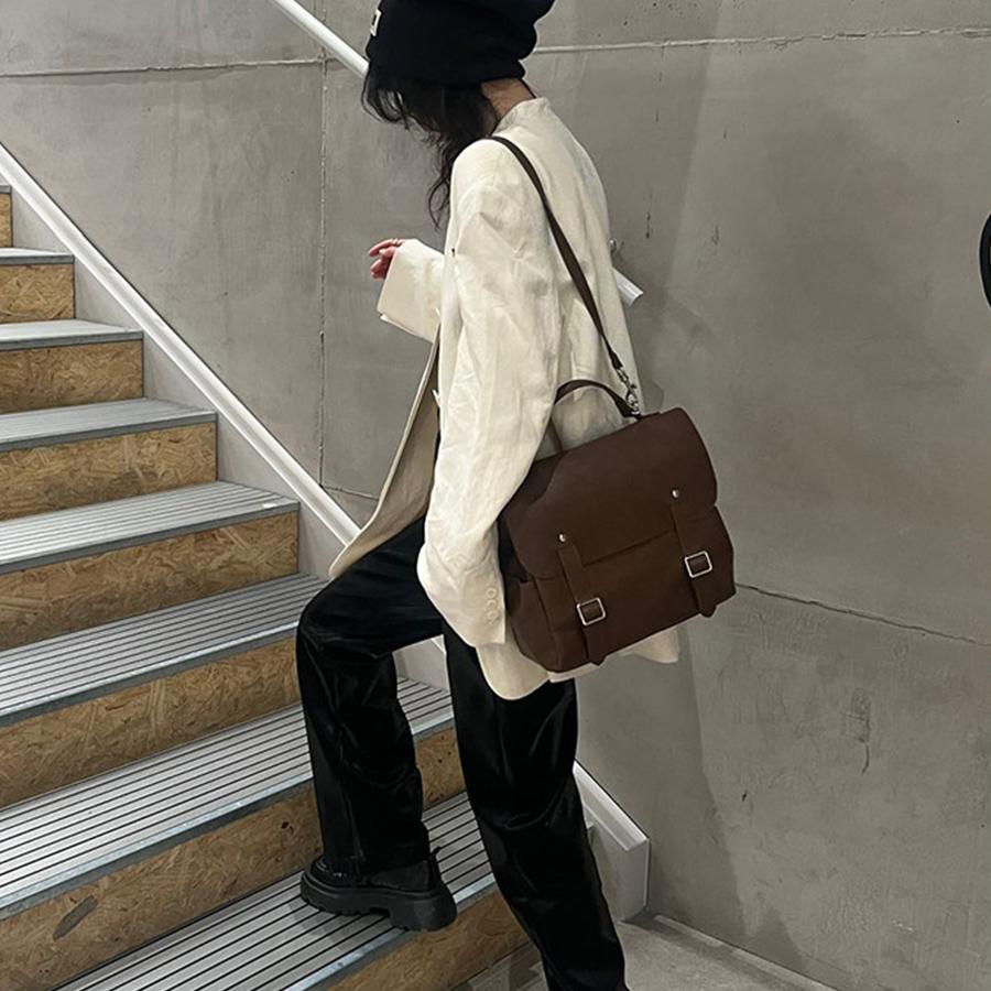 Original Street Style Backpack Travel Casual Waterproof Leather Flip-Top Shoulder Bag Large Women's Travel Bag Handbag Leather Bag