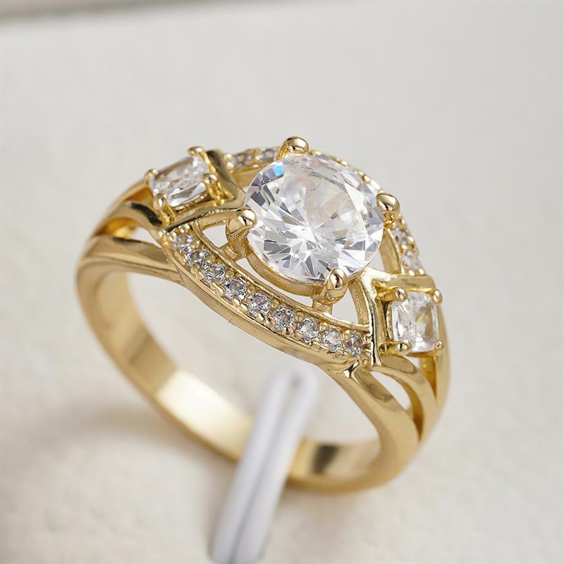 Xiaomi Huitan Hollow Design Women Ring for Wedding Engagement Versatile Gold Color Luxury Lady Finger Accessories Jewelry with Shiny CZ