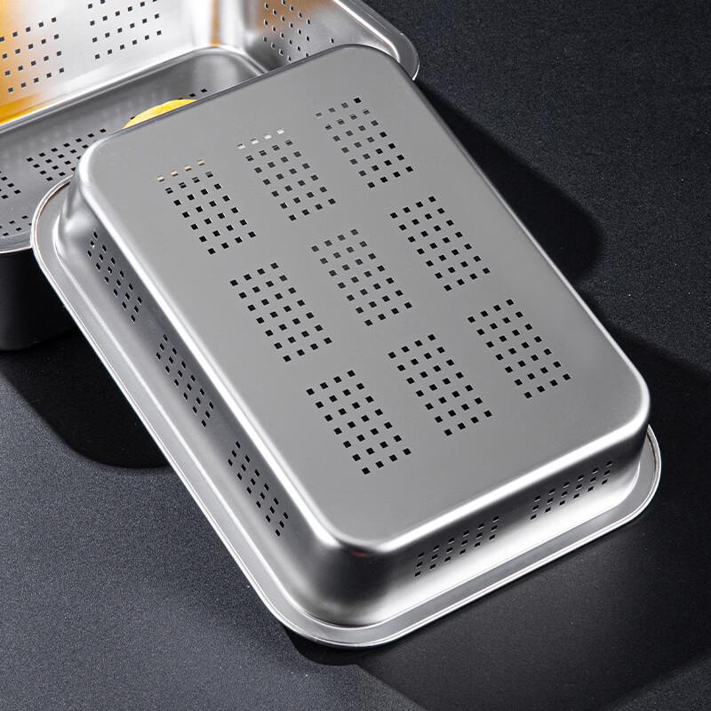 Heavy-Duty Food-Grade Stainless Steel Rectangular Perforated Drain Tray