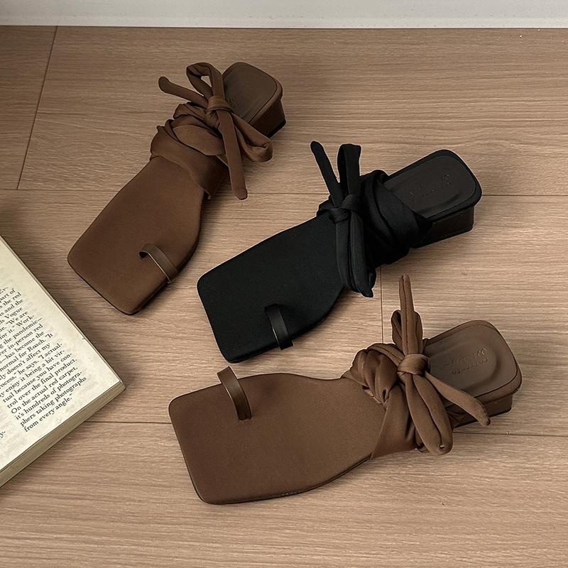 Fashion 2025 New Summer Fashionable Elegant Lace-up Sweet Mid-high Heel Women's Sandals Casual Comfortable Nude Lace-up Women's Shoes