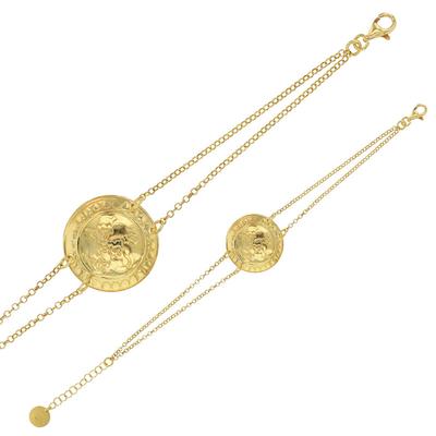 [R6046] - Handmade Silver Bracelet 'Cleopatra' Gold - 23 Mm