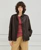 Leftseoul Synthetic Leather High-Neck Blouson [Brown]