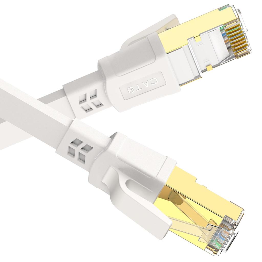 Category 8 Flat Pure Copper 10 Gigabit Network Cable with Shielded RJ45 Connectors CAT8 Flat Patch Cable