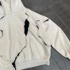 Unisex Gothic Streetwear Hoodie With Line Patchwork Design Oversized Fit Long Sleeve Pullover 2025