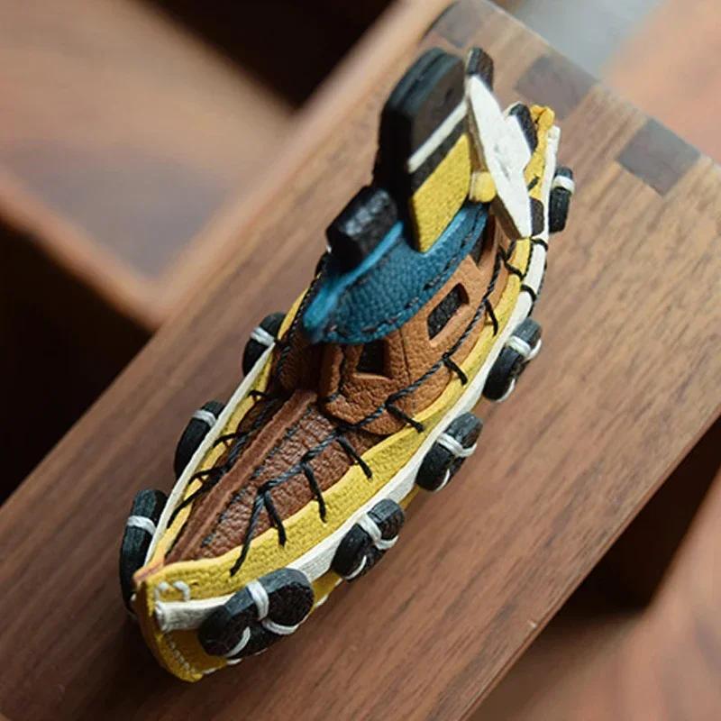 Handmade Leather Small Boat Key Chain Ship Bag Charm Christmas Gifts Keyring