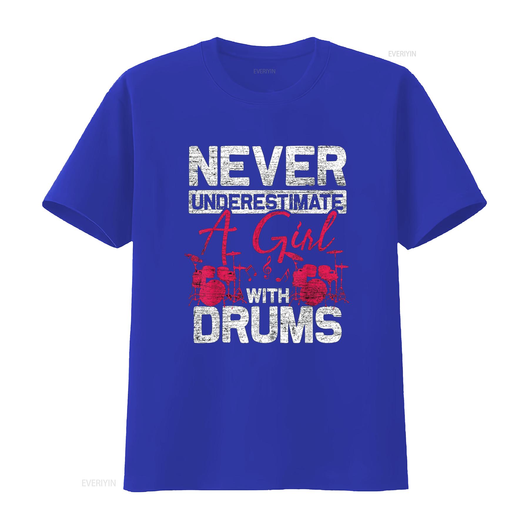 Drummer Women Never Underestimate A Girl With Drums T Shirt vintage Washed homme streetwear Versatile designer clothes S