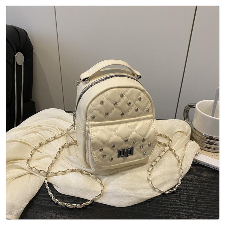 2025 New Backpack Women's Fashion Single Shoulder Portable Backpack Niche Design Advanced Sense Rivet Small Backpack