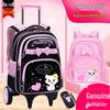Girls' Six-Wheel Trolley Schoolbag: Waterproof, Load-Reducing, Stair-Climbing, Dual-Use for Grades 2-6 with Large Capacity.