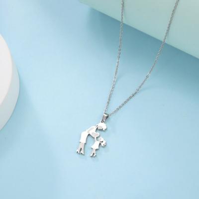 Women Necklace Golden Adjustable Slim Mother's Day Gift Stainless Steel Mom Daughter Love Heart