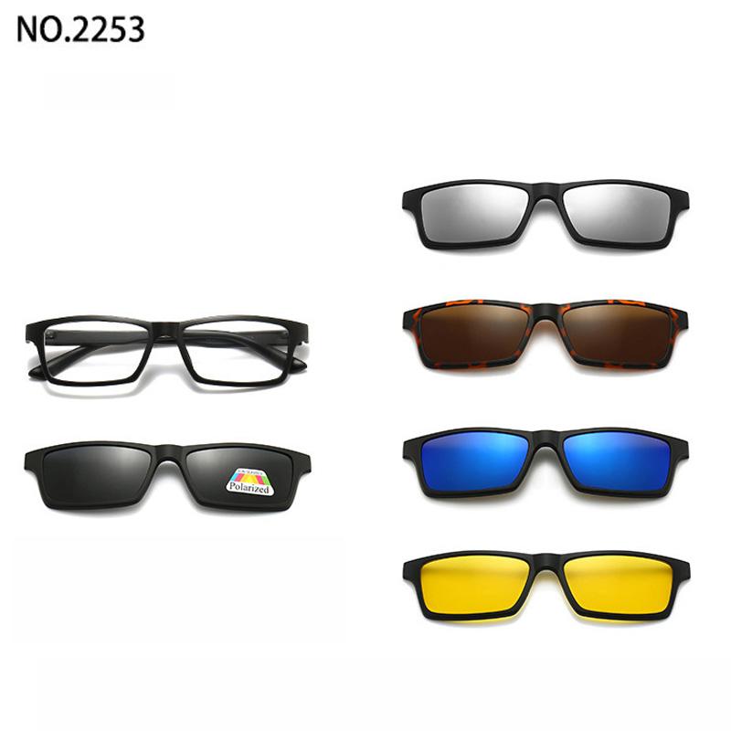 6 In 1 Custom Men Optical Magnetic Sunglasses Magnet Clip On Sunglasses Polaroid Clip On Sun Glasses