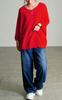 Gold Japan Plus Size Knit Dolman Long Perfect for and Sizes Women's Sweater, Style, Sleeve, V-Neck, Stretchy, Fall, Winter, Spring, LL-3L, Red,