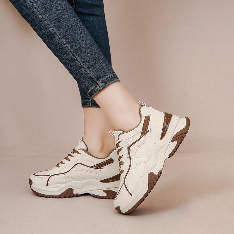 Platform sports women's shoes increase in height in autumn and winter Casual shoes Small muffin retro dad shoes