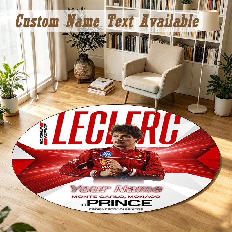 Round Rug Custom NameCharles Leclerc Pattern Non Slip Carpet Home Floor Decor