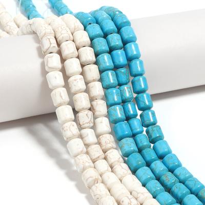 Natural Turquoise Stone Beads Blue White Cylinder Shape Loose Spacer Beads For Jewelry Making DIY Bracelets Necklace Accessories