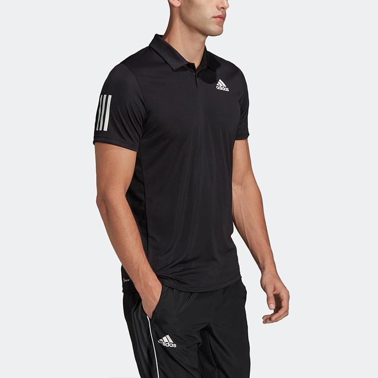 adidas Solid Color Logo Tennis Sports Short Sleeve Polo Shirt Black Men's HB6224