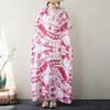 Manica corta Taglie forti Cotone vintage floreale nuovo in abiti per le donne casual larghi Maxi lungo abito estivo