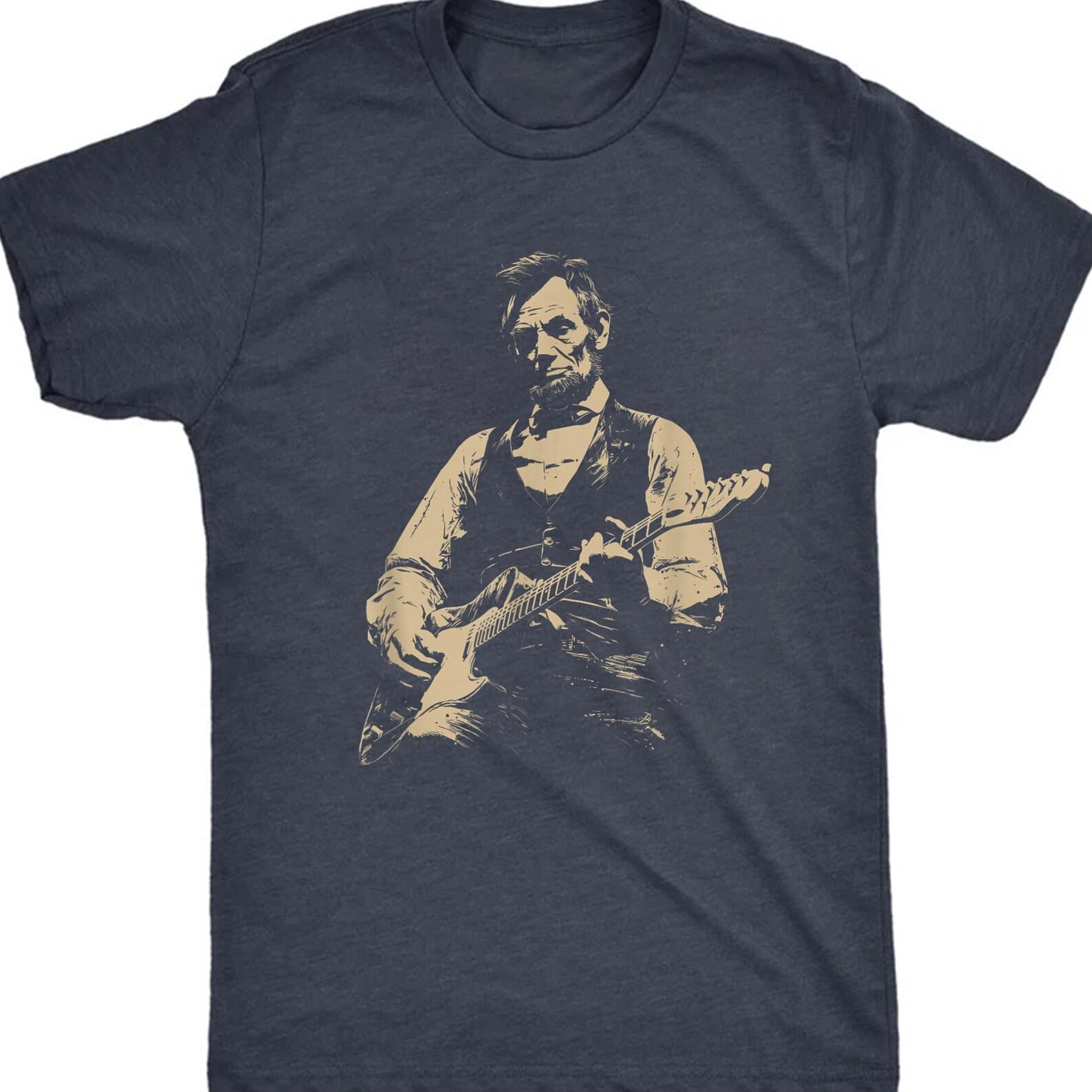 Abraham Lincoln Guitar T-Shirt, Retro Political Humor Tee 4XL